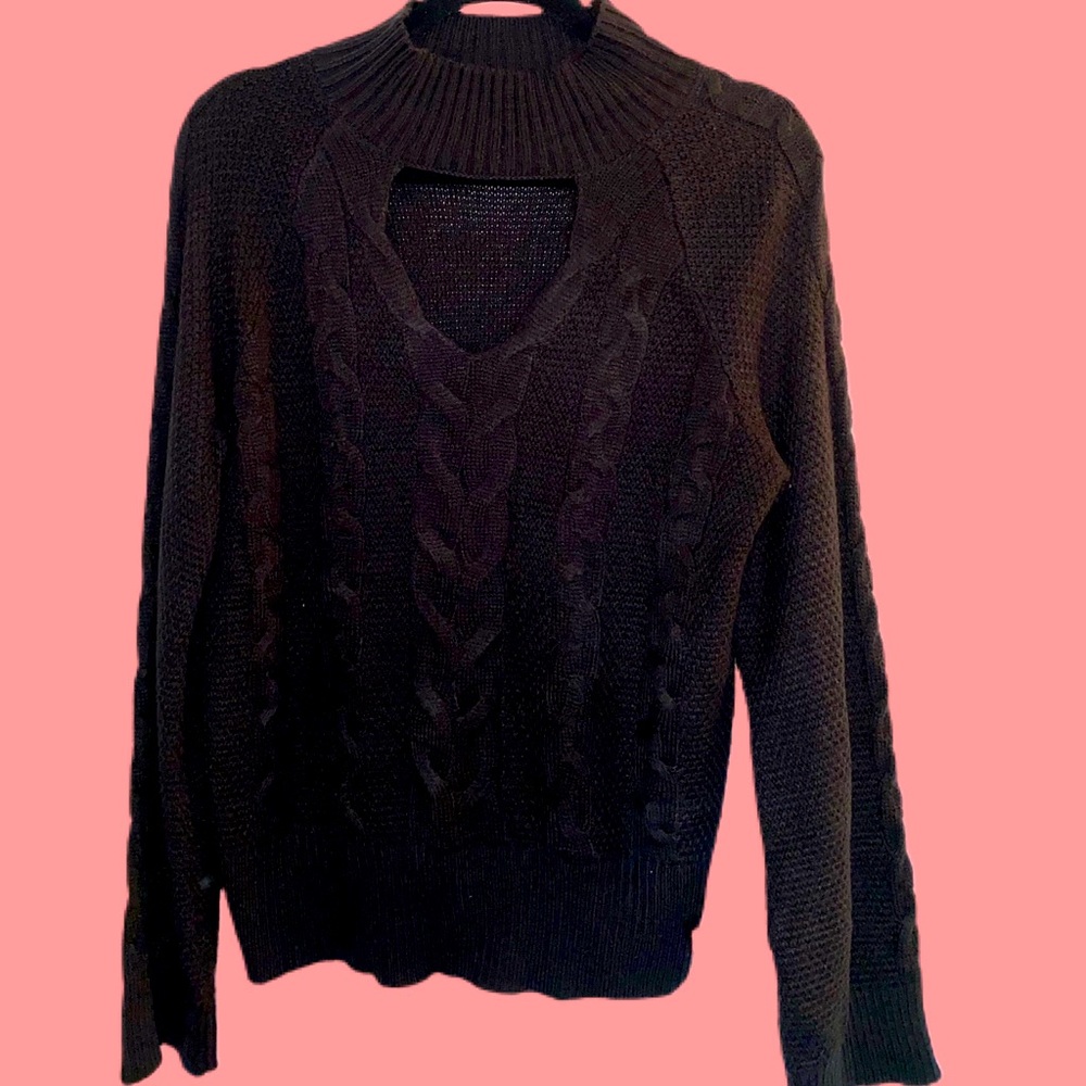Casual Women’s Black Sweater with cute cut out